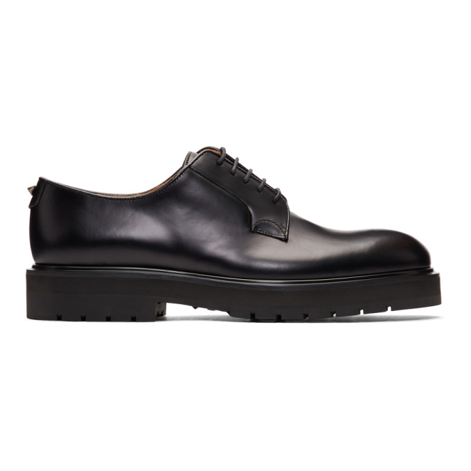 Valentino Black Valentino Garavani Leather Blunt Derbys
