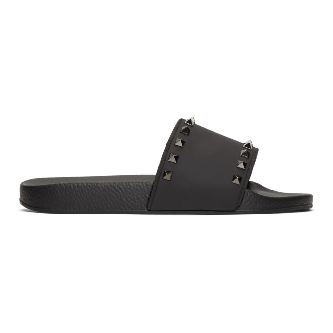 Valentino Black Valentino Garavani Rockstud Slides