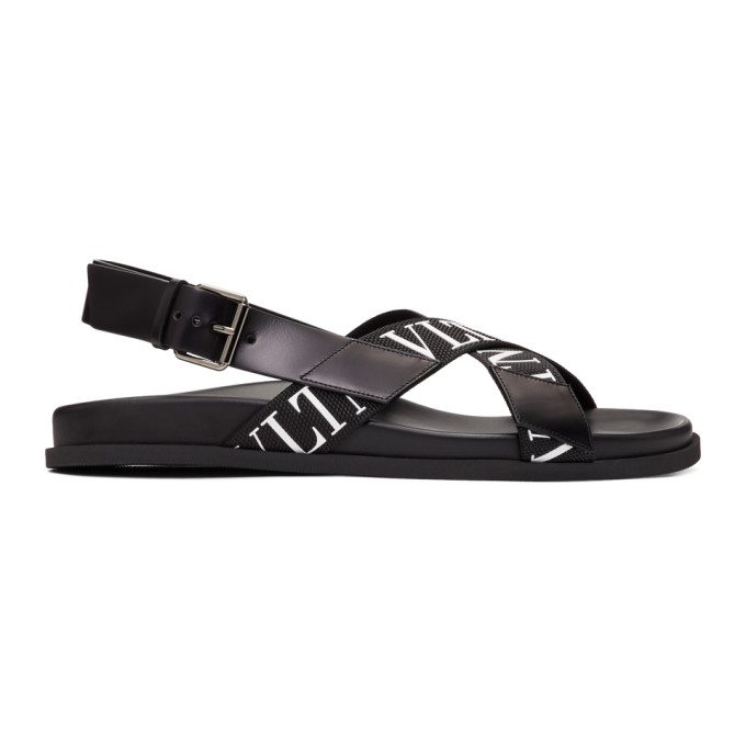 Valentino Black Valentino Garavani Strap Logo Sandals