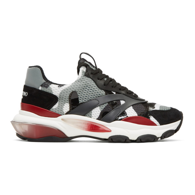 Valentino Grey Valentino Garavani Camo Bounce Runner Sneakers