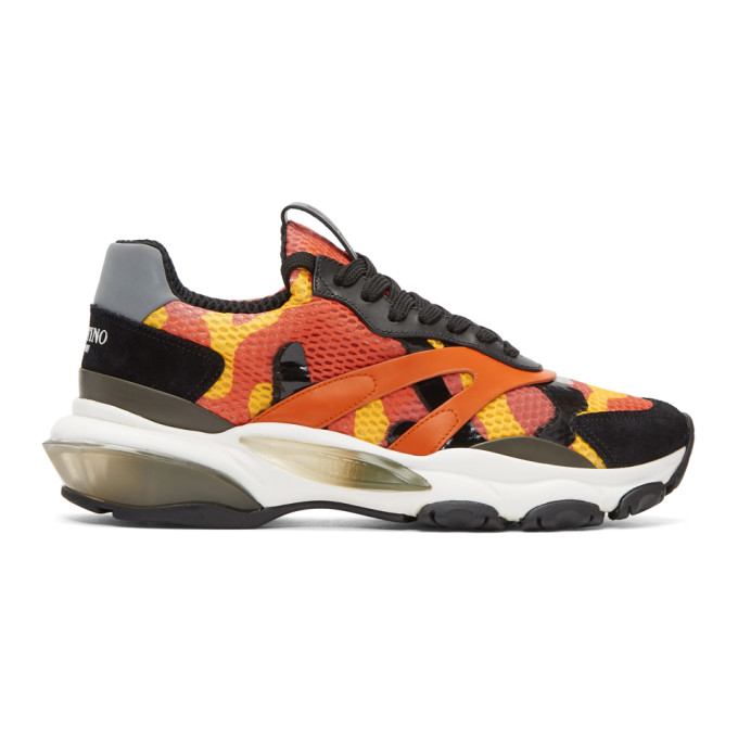 Valentino Orange Valentino Garavani Camo Bounce Runner Sneakers