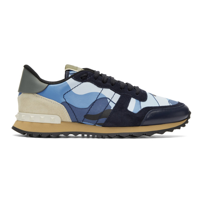 Valentino Blue Valentino Garavani Camo Rockrunner Sneakers