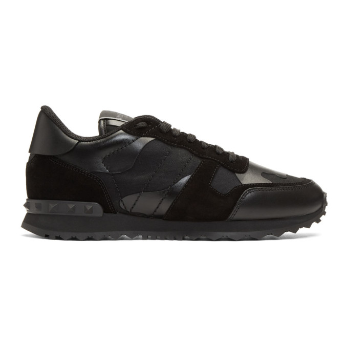 Valentino Black Valentino Garavani Camo Rockrunner Sneakers
