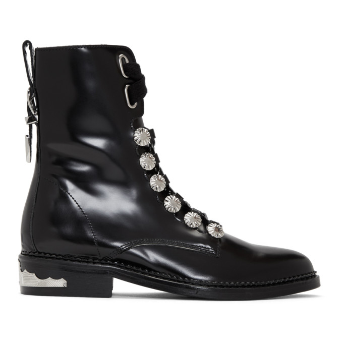 Toga Pulla Black Studded Lace-Up Boots