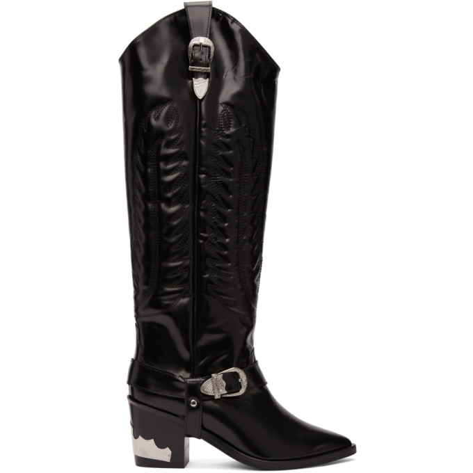 Toga Pulla Black Tall Cowboy Boots