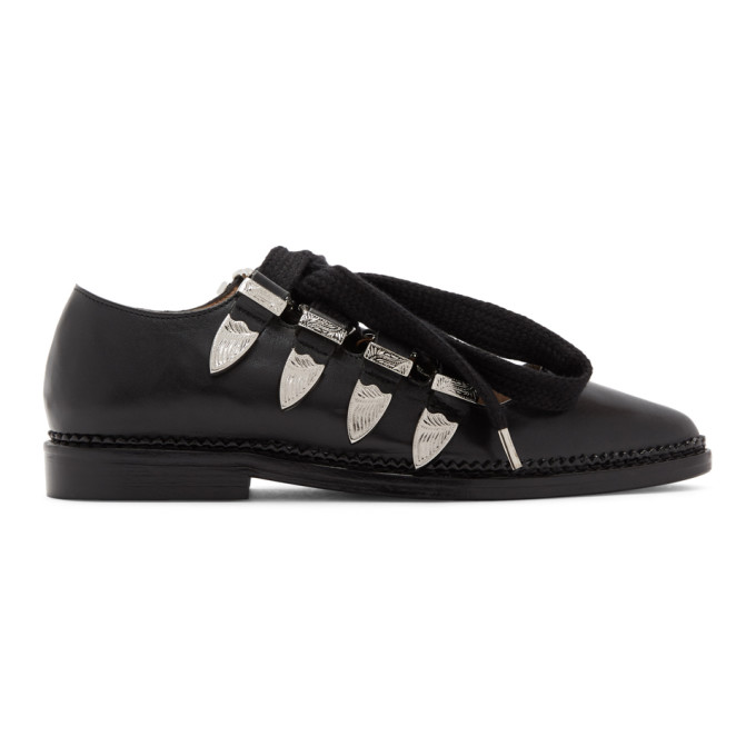 Toga Pulla Black Lace-Up Ballerina Oxfords