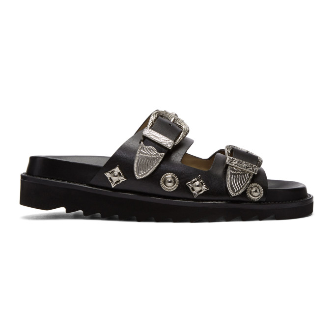Toga Pulla Black Charms & Buckle Slides