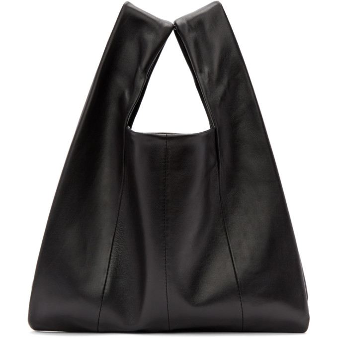 KARA KARA BLACK LAMBSKIN MINI SHOPPER TOTE