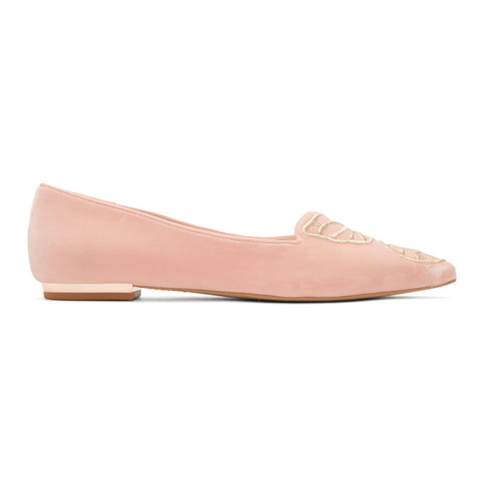 Sophia Webster Pink Velvet Bibi Ballerina Flats