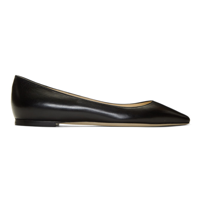 Jimmy Choo Black Leather Romy Flats