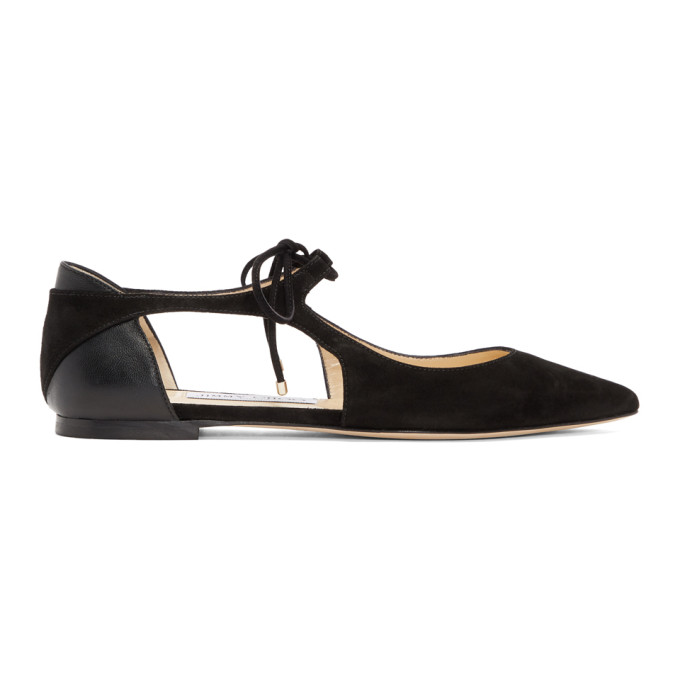 Jimmy Choo Black Suede Vanessa Ballerina Flats