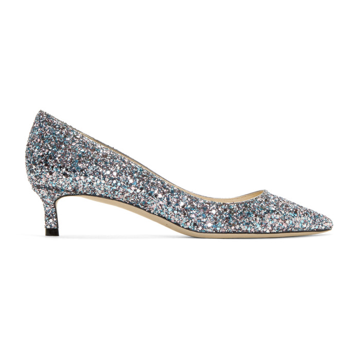 Jimmy Choo Pink & Blue Glitter Romy 40 Heels