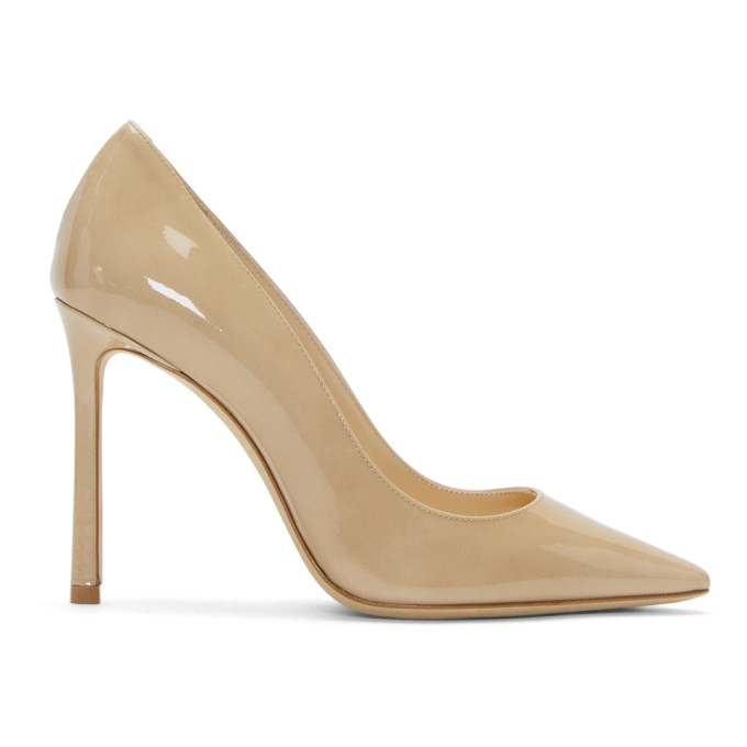 Jimmy Choo Beige Patent Romy 100 Heels