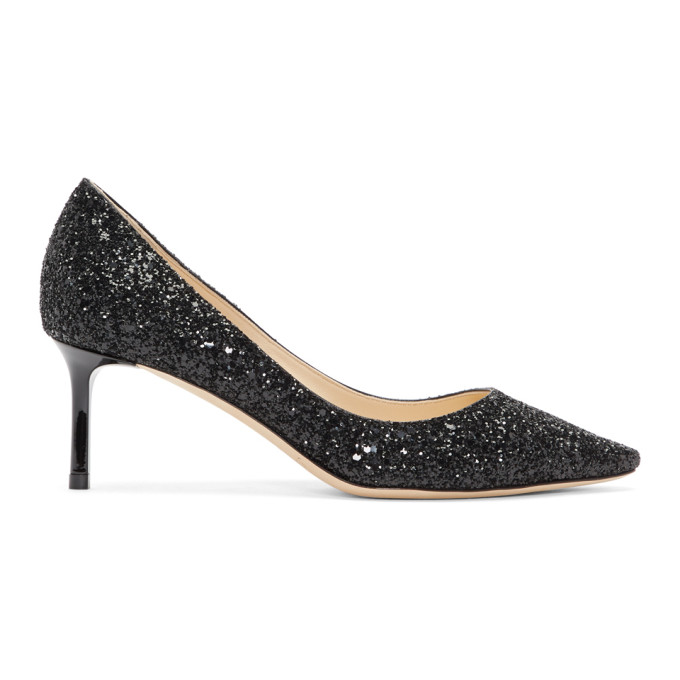 Jimmy Choo Black Glitter Romy 60 Heels