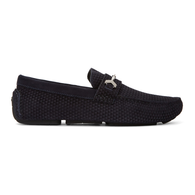 Jimmy Choo Navy Suede Brewer Loafers