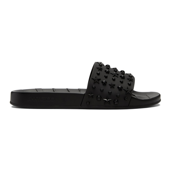 Jimmy Choo Black Star REY/M Pool Slides