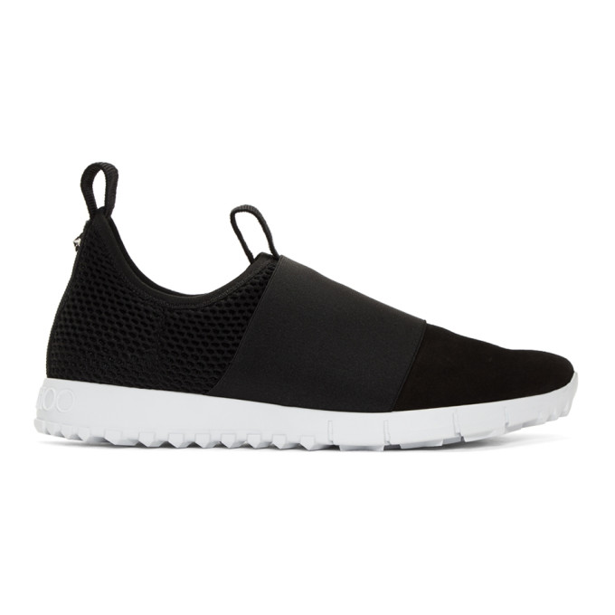 Jimmy Choo Black Suede & Mesh Oakland Slip-On Sneakers