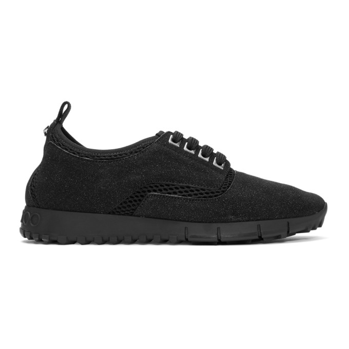 Jimmy Choo Black Glitter Suede Jenson Sneakers