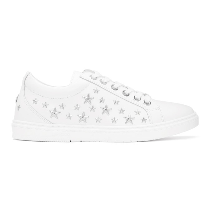 Jimmy Choo White Leather Stars Cash Sneakers