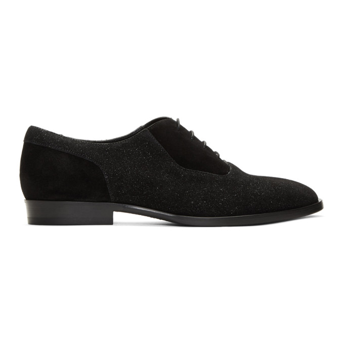 Jimmy Choo Black Glitter Suede Tyler Oxfords