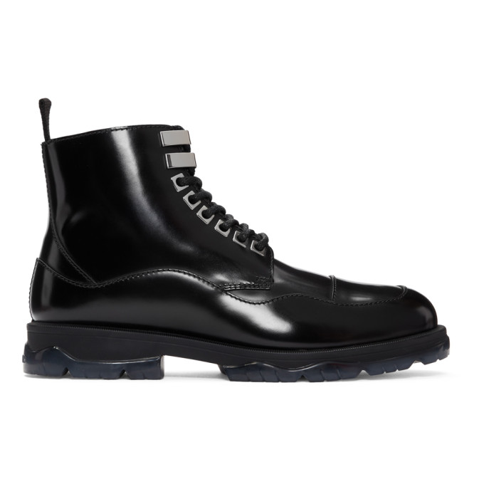 Jimmy Choo Black Leather & Shearling Baldwyn Boots