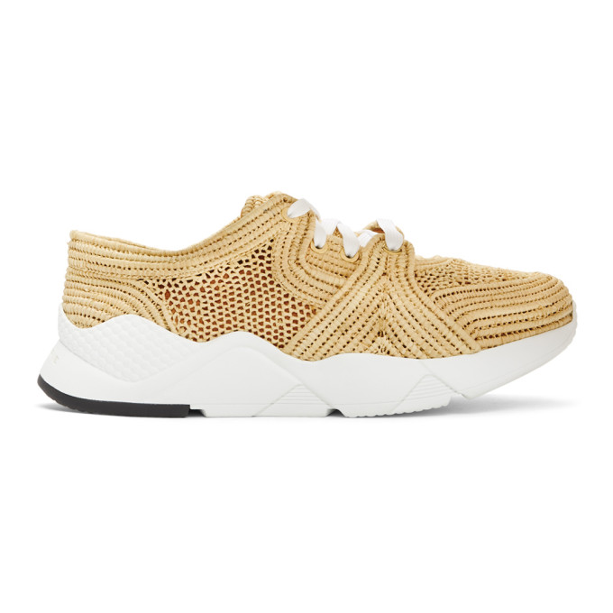Clergerie Beige Silvio Raffia Sneakers