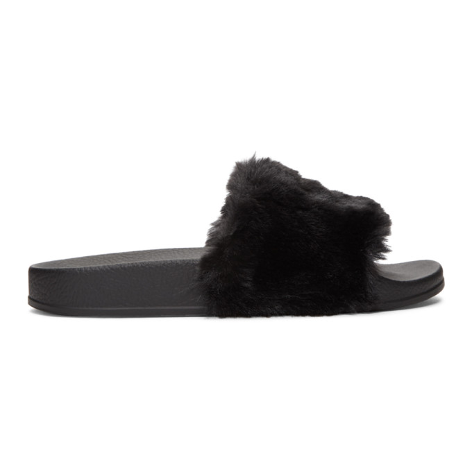 Marcelo Burlon County of Milan Black Cross Pool Slides