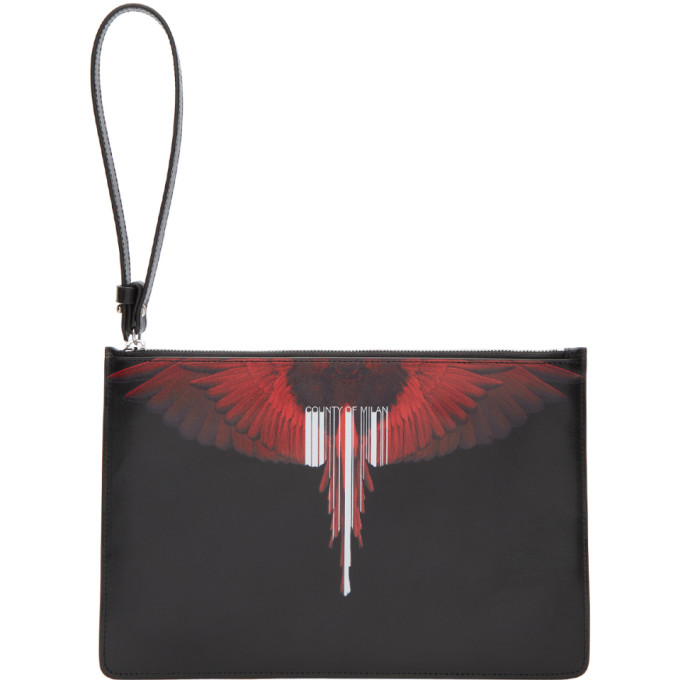 Marcelo Burlon County of Milan Black & Red Wing Barcode Pouch