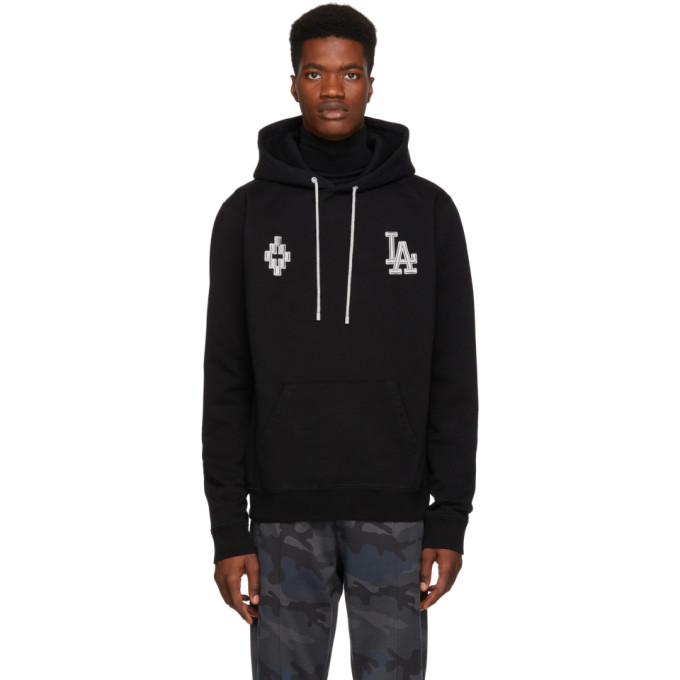 Click to view more detailed imagery on our partner's website Marcelo Burlon County Of Milan La Dodgers-embroidered Cotton Hooded Sweatshirt In Blkltgry