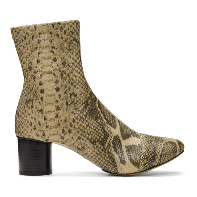 Isabel Marant Tan & Black Snakeskin Stretch Boots