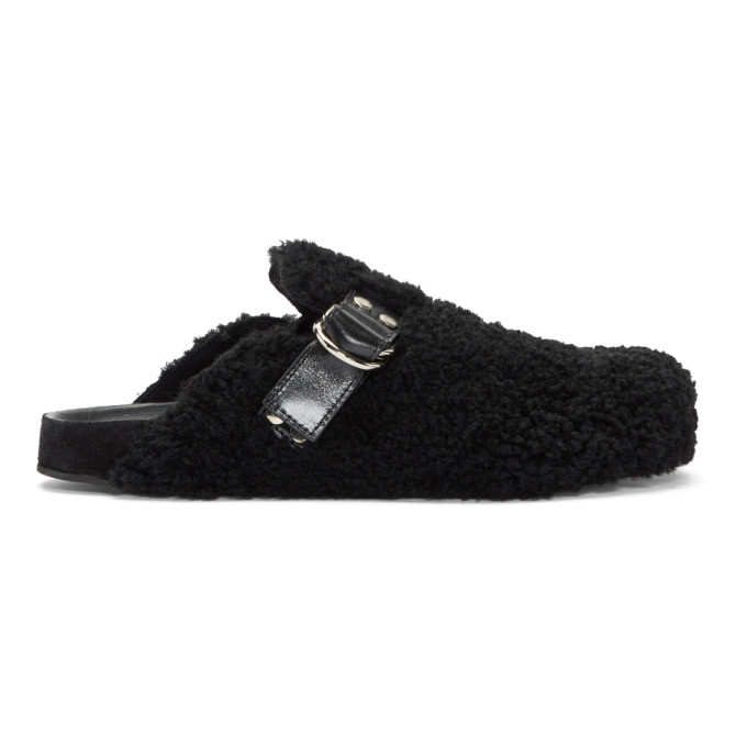 Isabel Marant Black Shearling Murfee Slip-On Loafers