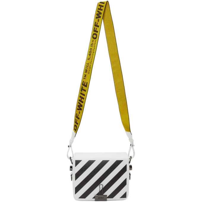 Off-White White Diagonal Binder Clip Flap Bag