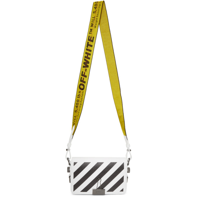 Off-White White Diagonal Mini Binder Clip Flap Bag