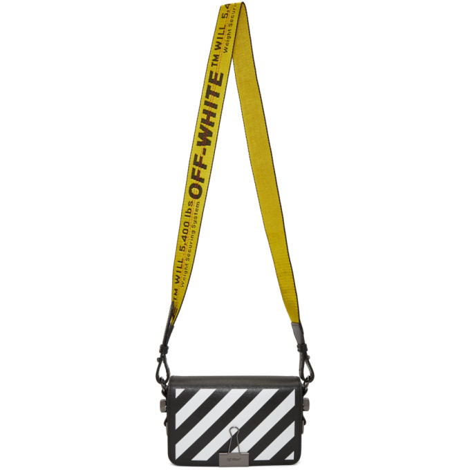 Off-White Black Diagonal Mini Binder Clip Flap Bag
