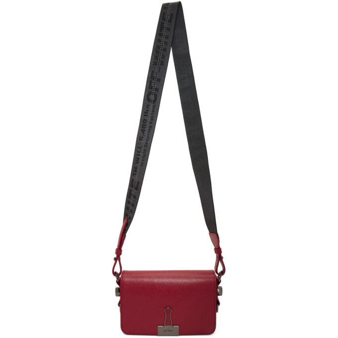 Off-White Red Mini Binder Clip Flap Bag