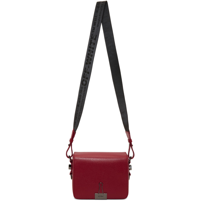 Off-White Red Binder Clip Flap Bag