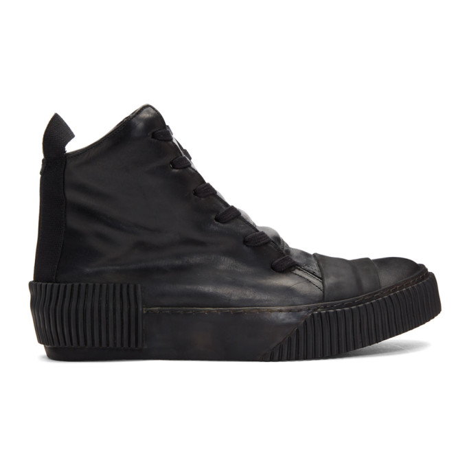 Boris Bidjan Saberi Black Leather High-Top Sneakers