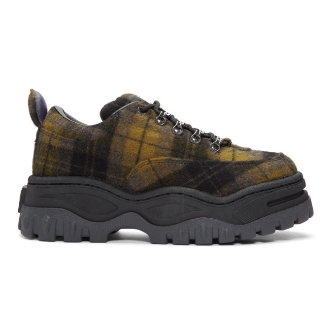 Eytys Black & Khaki Tartan Angel Sneakers