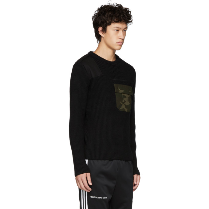 GOSHA RUBCHINSKIY GOSHA RUBCHINSKIY BLACK CAMO POCKET KNIT SWEATER