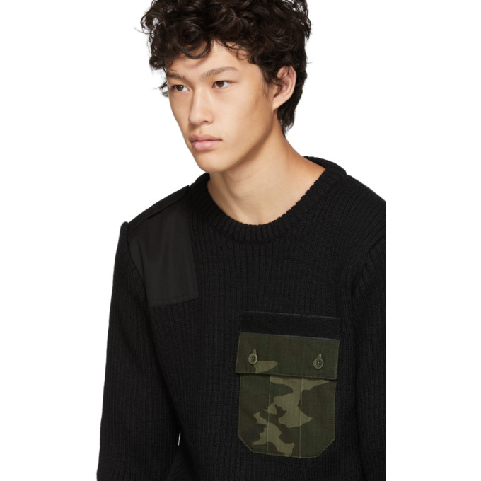 GOSHA RUBCHINSKIY GOSHA RUBCHINSKIY BLACK CAMO POCKET KNIT SWEATER