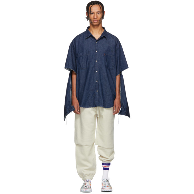 VETEMENTS Navy Levis Edition Oversized Denim Shirt