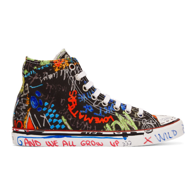 Vetements Black Graffiti High-Top Sneakers