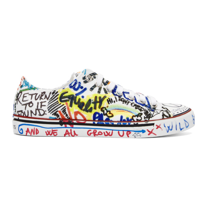Vetements White Graffiti Canvas Sneakers