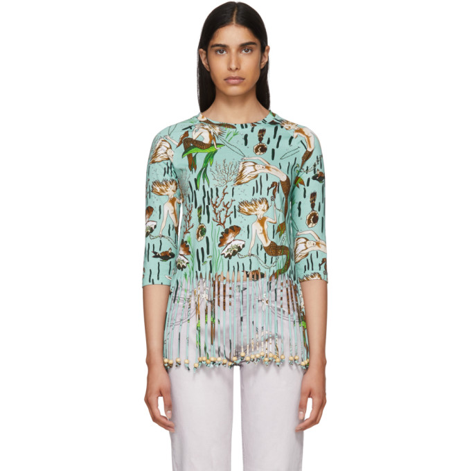 LOEWE LOEWE BLUE PAULAS IBIZA EDITION MERMAID FRINGE T-SHIRT