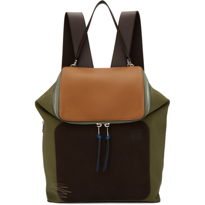 Loewe Khaki & Brown Goya Backpack