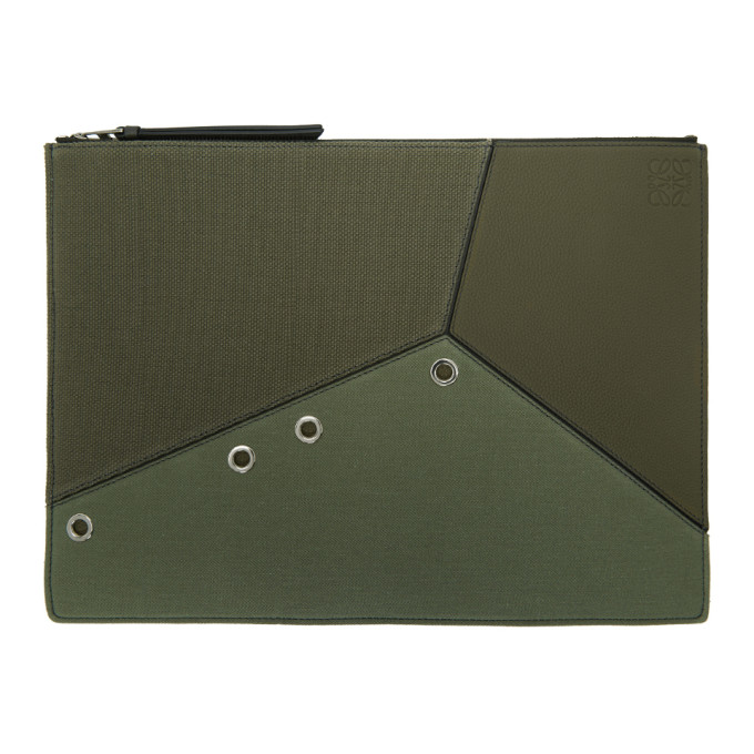 Loewe Khaki Large Puzzle Pouch