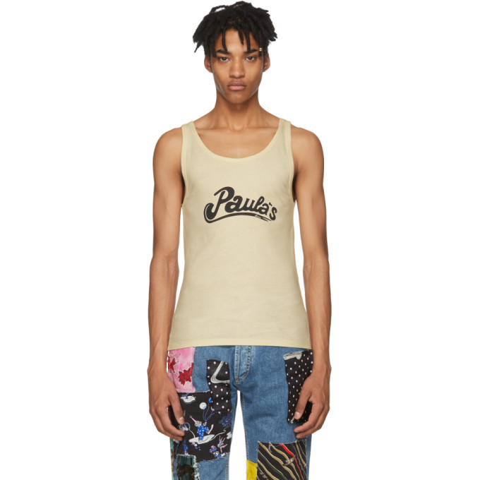 LOEWE LOEWE BEIGE PAULAS IBIZA EDITION LOGO TANK TOP