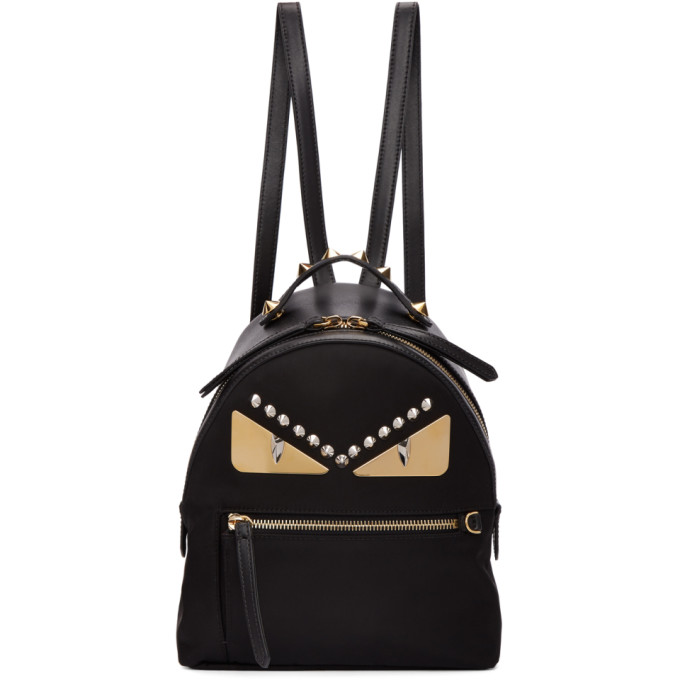 FENDI Black Mini 'Bag Bugs' Zaino Backpack