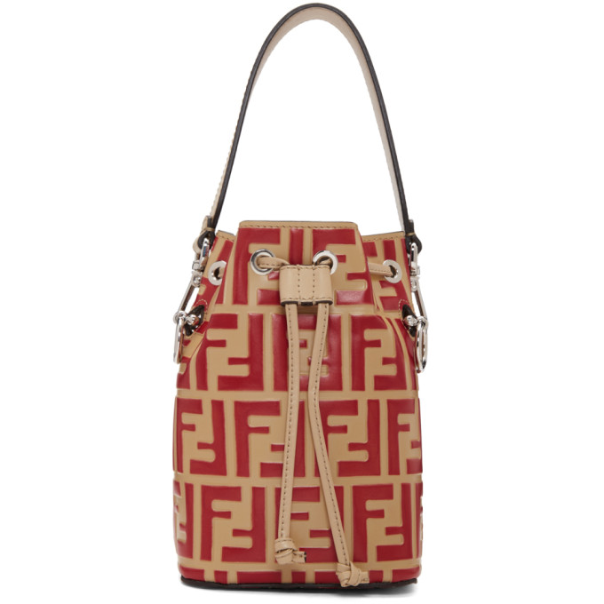 Fendi Red and Beige Forever Fendi Mini Mon Tresor Bag