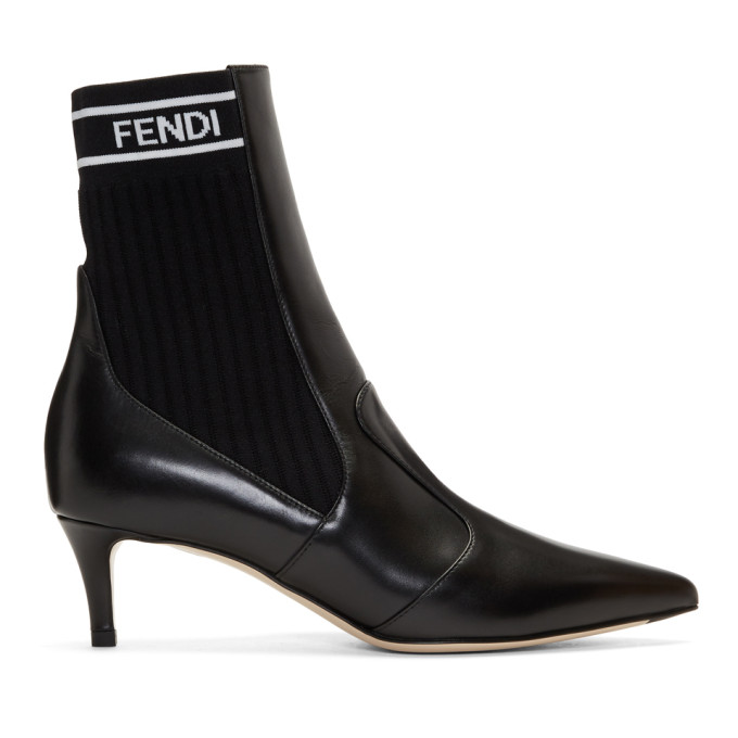 Fendi Black Heeled Sock Boots